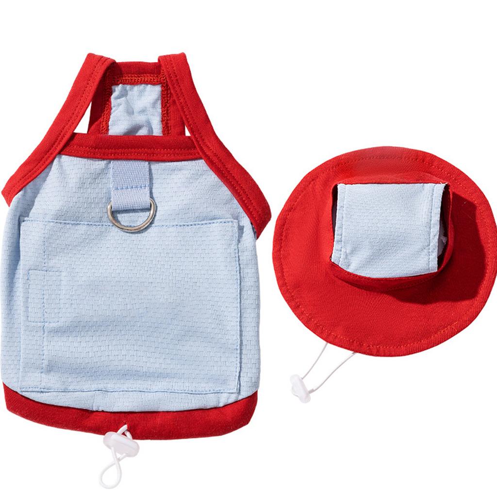 Breathable Dog Cooling Vest Sun Hat Set for Hot Weather Wear Outdoor Activity Large Pet Apparel