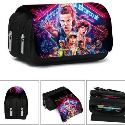 Stranger Things 5 Pencil Case, Large Capacity Multi-Layer Storage, Wear-Resistant Oxford Cloth Student Stationery Bag