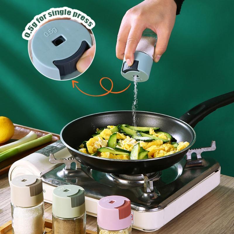 Metering Salt Shaker Push Type Salt Dispenser Salt Tank Sugar Bottle Spice Pepper Salt Shaker SpiceJar Can Seasoning Bottle