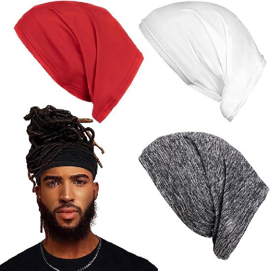Leeven Sleep Shower Cap mens bonnet Long Hair Dread Loc Cap Long Braid Cap Elastic Dreadlock Tube for Men Woman Black, Red, Gray, White