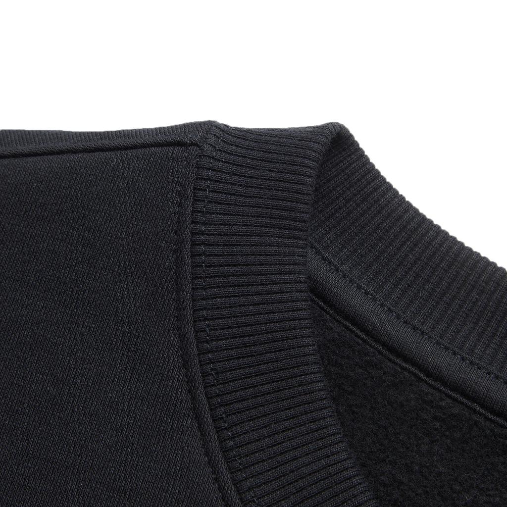 Li Ning Sports Lifestyle Series Fashion Casual Streetwear American Vintage Letter Print Fleece Warm Sweatshirt Men sweatshirt Black AWDU679-3