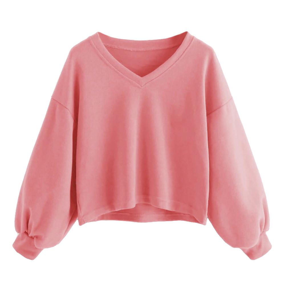 Mode Frauen Feste Beiläufige Drop Schulter Hülse Sweatshirt Pullover Tops