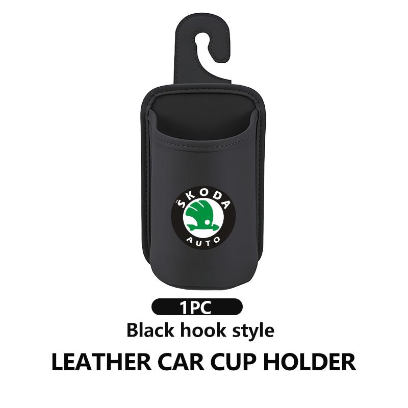 ADT1 For Skoda Car Door Cup Holder Leather Automotive Drink Rack Storage Bin Octavia A5 A7 RS Fabia Superb Rapid Karoq