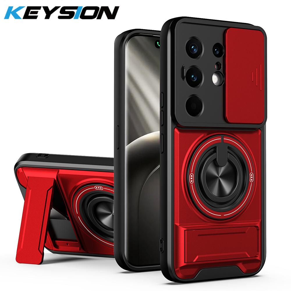 

KEYSION Magnetic Phone Case for TECNO Camon 50 Pro 50 Ultra 5G Slide Camera Protection Upright Kickstand Ring Shockproof Cover for Camon 50 Ultra 5G червоний