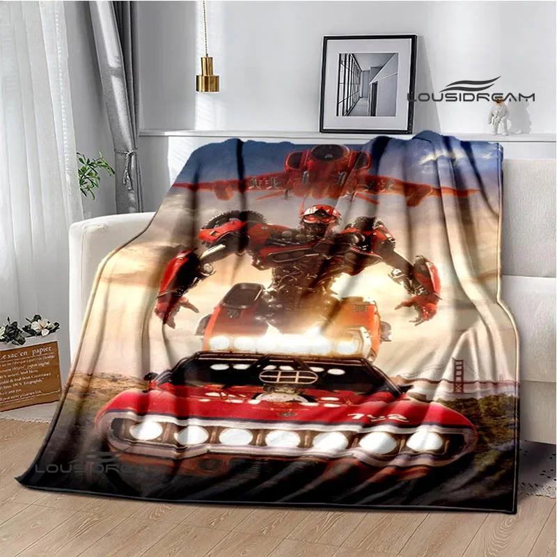 T-Transformers Cartoon Printed blankets picnic blanket Warm blankets Flannel Soft Cozy Blanket Home travel blanket Birthday Gift