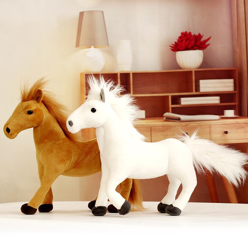 Simulated Horse Plush Toy Doll Pony Doll Doll Big White Horse Throw Pillow Children'S Cognitive Model Toy