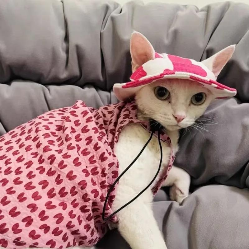 Adjustable Cat & Dog Summer Sun Visor with Ear Holes - Pet Hat for Walking & Photos