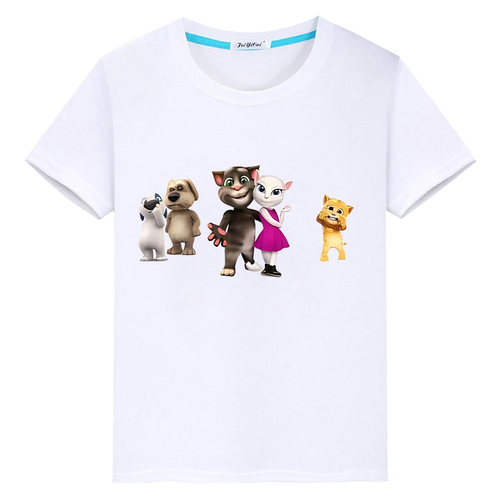 T-Shirt für Jungen (10 Jahre) mit sprechendem Tom-Katzenmotiv, 100 % Baumwolle, Anime-Stil, Pride-T-Shirt, Kawaii-Top, kurzes Y2K-Weihnachts-T-Shirt für Mädchen