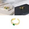 Unique Vintage Style Green Zircon Ring For Women Fashionable Adjustable Copper Jewelry