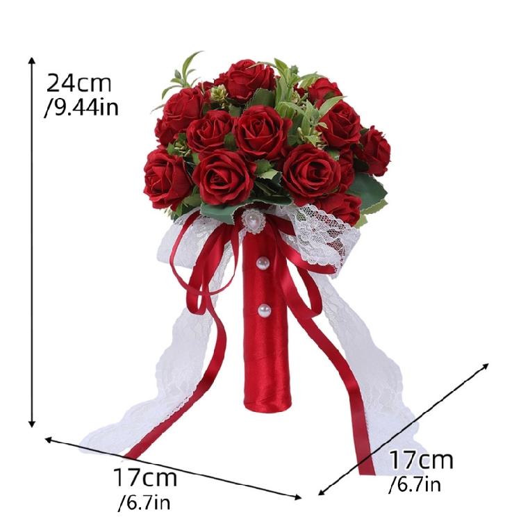 Artificial Rose Flower Bridal Bouquet Reusable Silk Rose Floral Arrangement For Wedding Anniversary Photo Essential