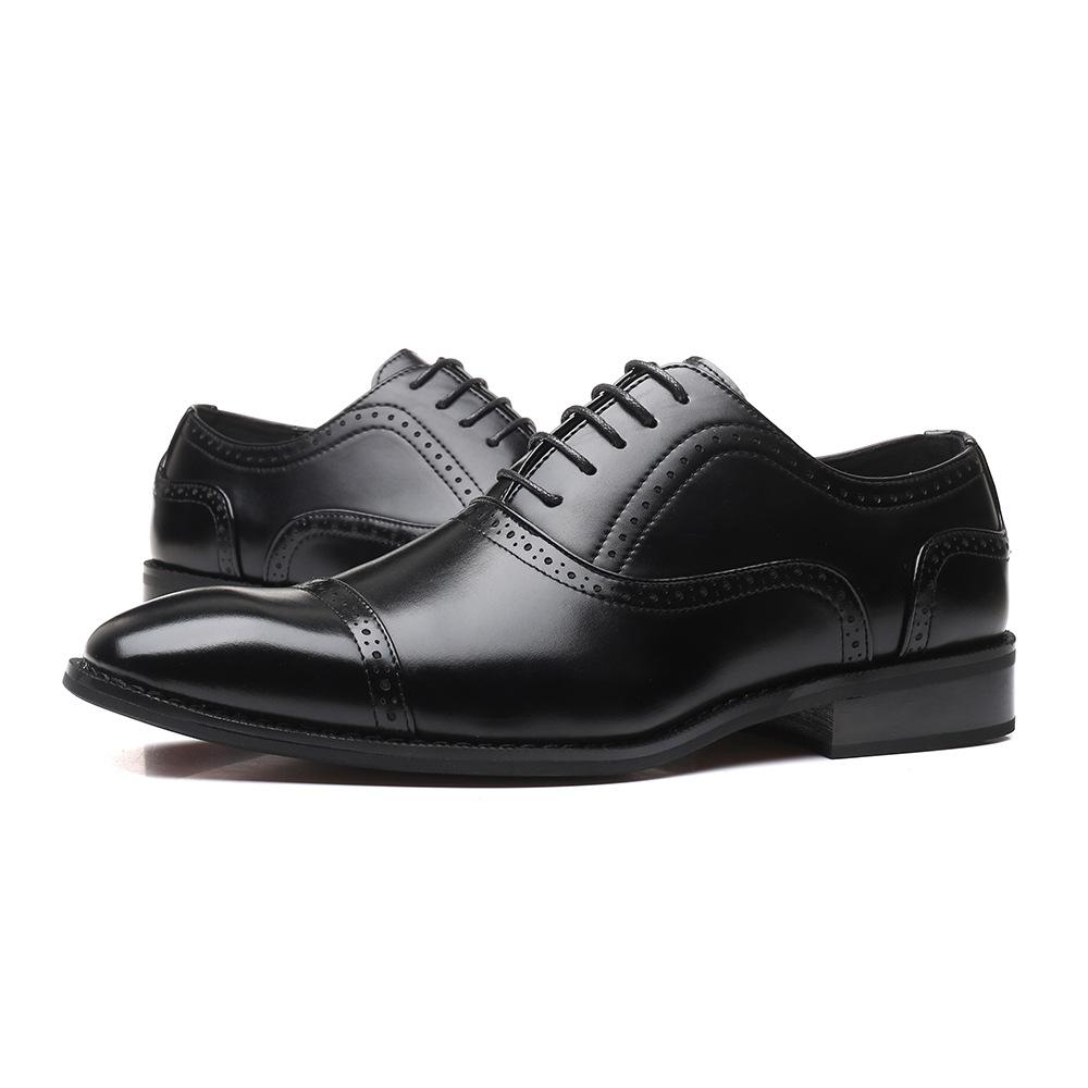 New 2024 Flat Classic Men Dress Shoes Genuine Leather Wingtip Carved Italian Formal Oxford Footwear Plus Size 38-48
