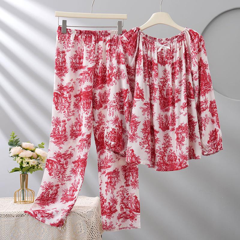 2025 Damen Lyocell Pyjama-Set: Lange Ärmel, Lange Hose, Rundhalsausschnitt, Lässiger Stil, Indoor-Outdoor-Bekleidung, Zweiteiliges Set.