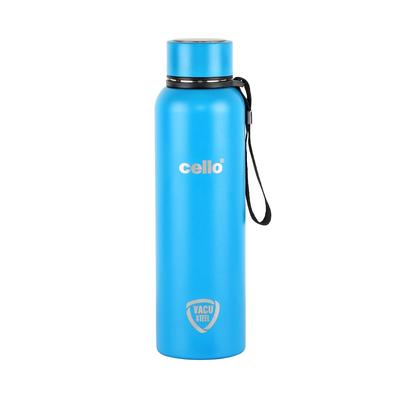Garrafa Frasco de Aço Inoxidável Isolado a Vácuo 750ml Para Bebidas Quentes Frias Uso em Viagem Com Boca Larga e Tampa à Prova de Vazamentos – Azul