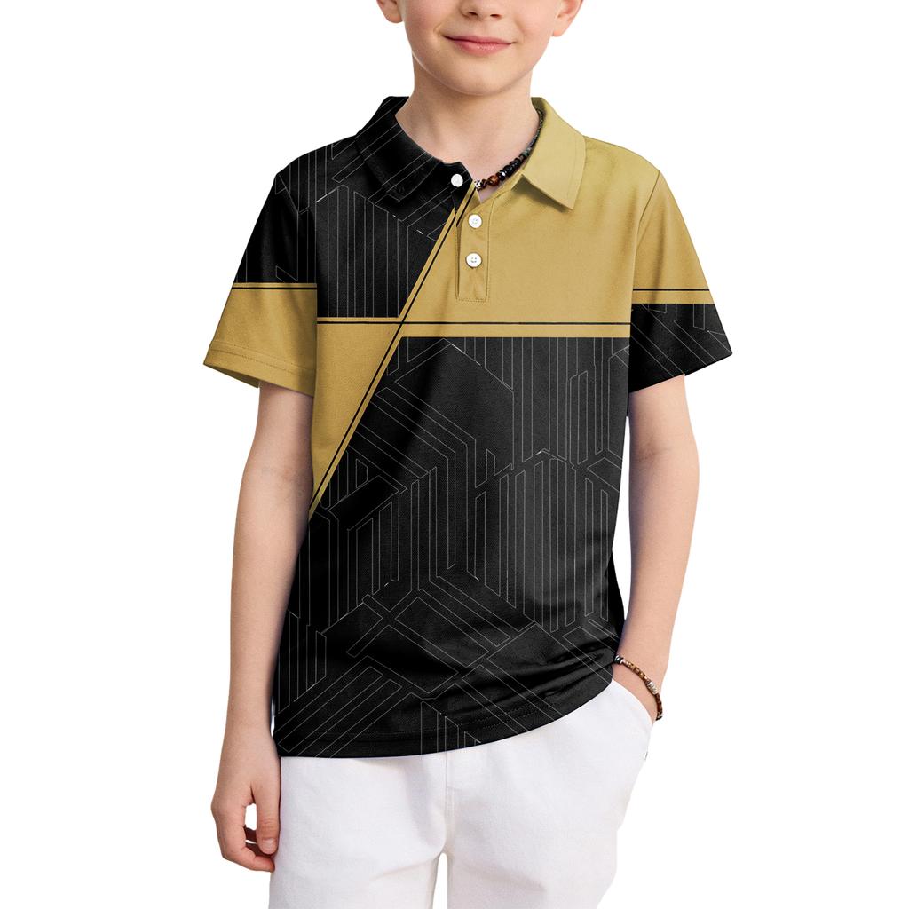 Kids Polo Shirt Quick Dry Short Sleeve Collared T-Shirt Breathable Lightweight School Style Tee for Boys and Girls