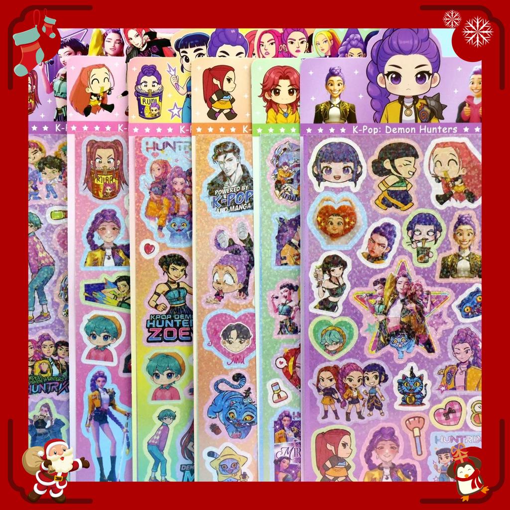 10pcsK-Pop Demon Hunters Laser Stickers - Anime & Cartoon Style, Cute  Creative Stickers for School Supplies and Home Decoration