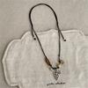 Stylish Alloy Accent Necklace With Sliding Closure Braided Cord and Natural Wood Materials