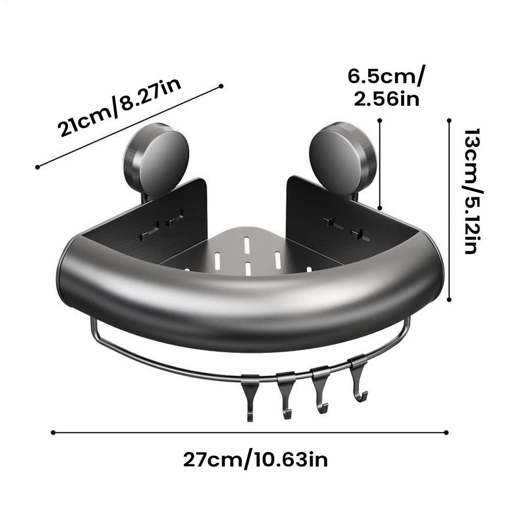 Shower Shelves Suction Cup With Hooks Storage Shower Shelf Corner Wall Rack For Home Bathroom Kitchen Towel Shampoo Body Wash