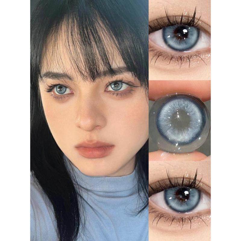 MillCreek Blaue Kontaktlinsen mit Grad 14,5 mm Comic Eye Glasperlenauge Iris-Stil 1 Jahr Gebrauch Augenkosmetik Farbige Kontaktlinsen für Kurzsichtigkeit
