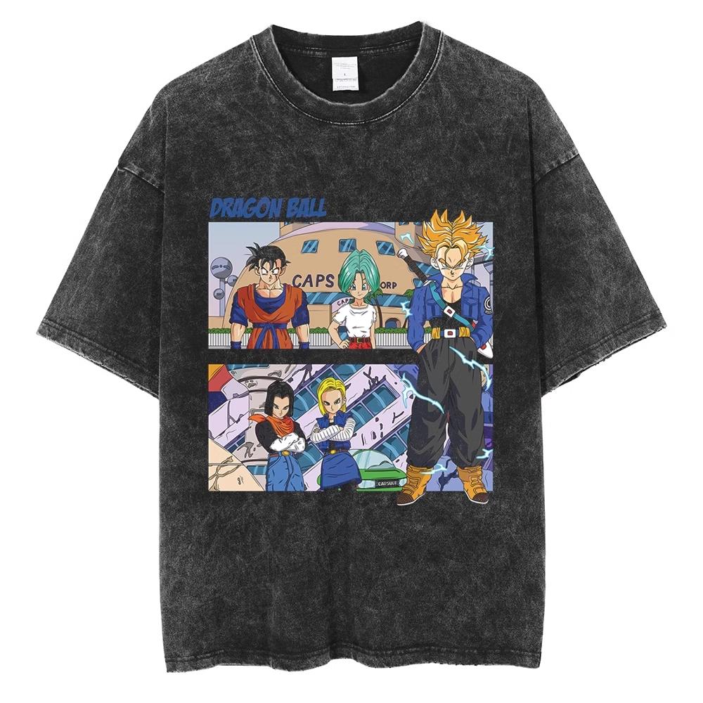 Dragon Ball Broly Super Saiyan Green Flame Nostalgic Washed Men T-Shirt Cotton Men's and Women's Summer Top