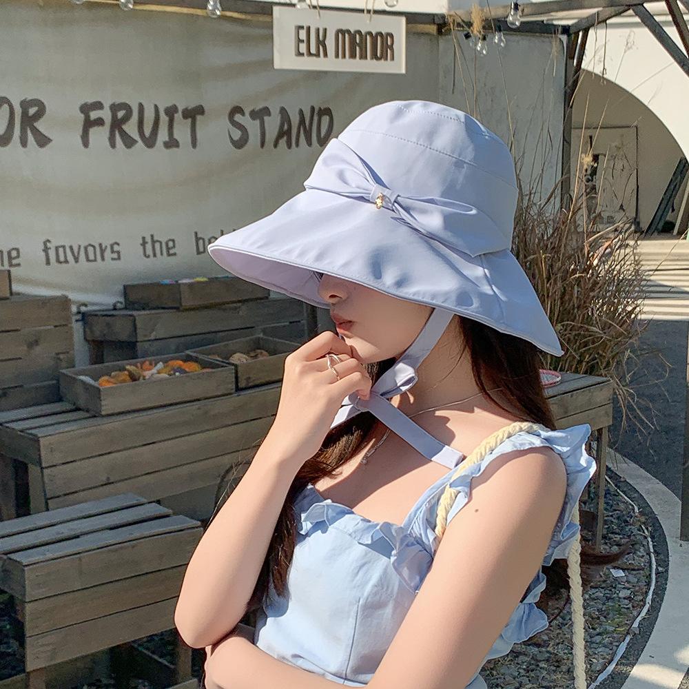2025 new hat bow solid color basin hat versatile fashion casual bucket hat spring and summer sunshade sun protection