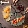 Handmade Gold Plated Fruit Dishes Antique Ginkgo Leaf Pastry Plate Fruit Dishes Plates Appetizer Serving Platter Food Ornaments