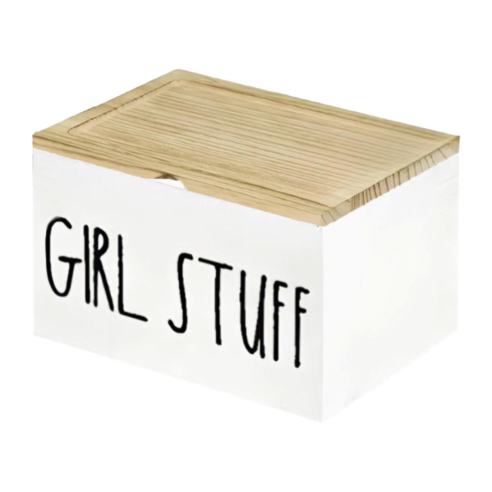 

Tampon Holder for Bathroom with Hinged Lid Wood Farmhouse Decor Pad Storage