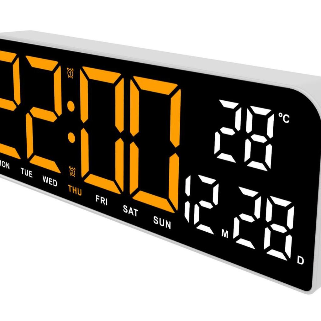 Large LED Alarm Clock with Simple Design - Desktop or Wall Mountable