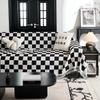 Retro Checkerboard Couch Towel Blanket Universal for All Seasons Tassel Two Side Sofa Towel Outdoor Camp Beach Towels Sofa Chair