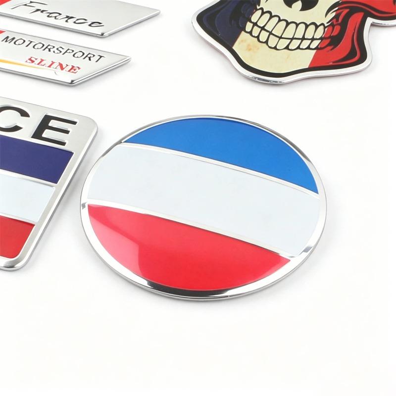 Französische Nationalflagge Aluminiumlegierung Namensschild 3D Metall Autoaufkleber Flagge Kratzschutz Aufkleber Auto Personalisiertes Dekoratives Hecketikett