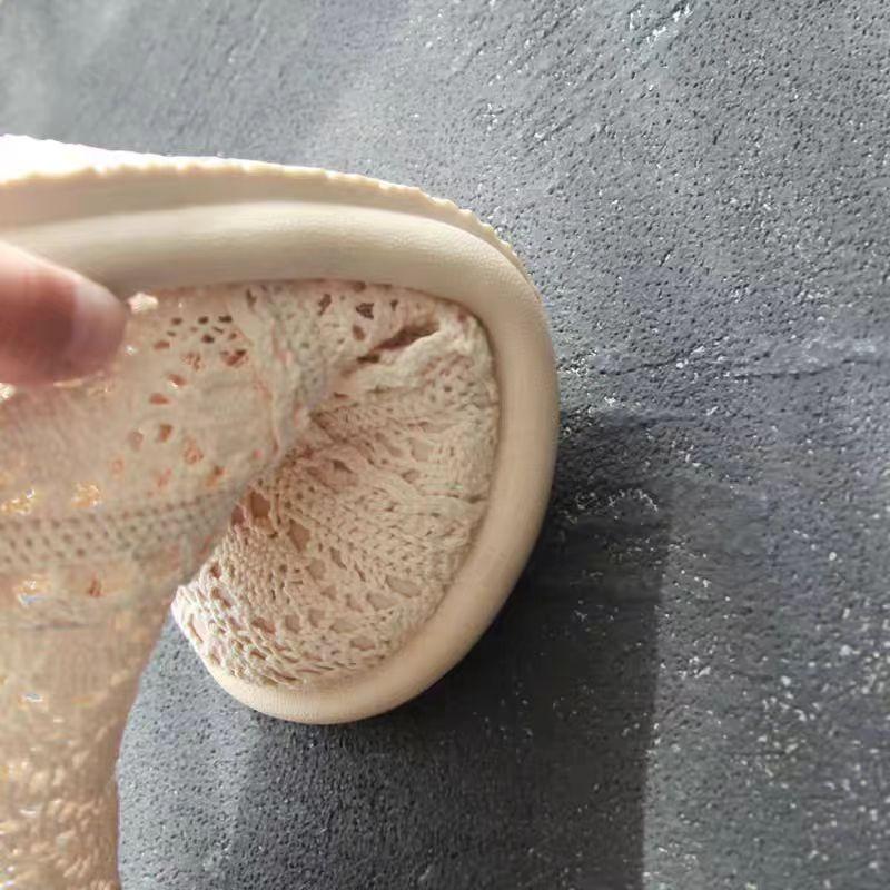 2026 Woman Ankle Cool Boots Women's Knitted Cotton Hemp Hollow Mesh Sandals Ladies Comfortable Flat Bottom Soft Soled Shoes