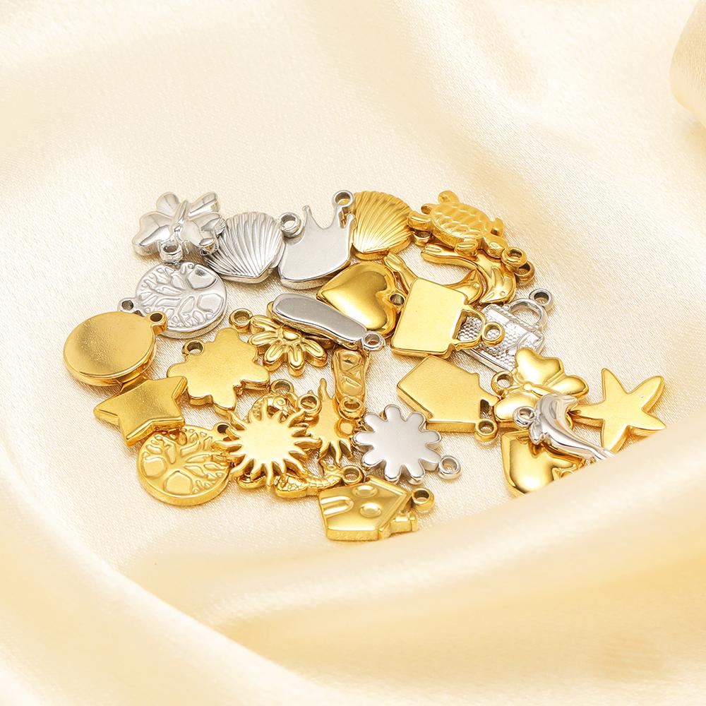 5 Stück Edelstahl Sonnenblume Delfin Haus Seepferdchen Seestern Anhänger DIY Schmuckzubehör Halsketten Armbänder Ohrringe Herstellung