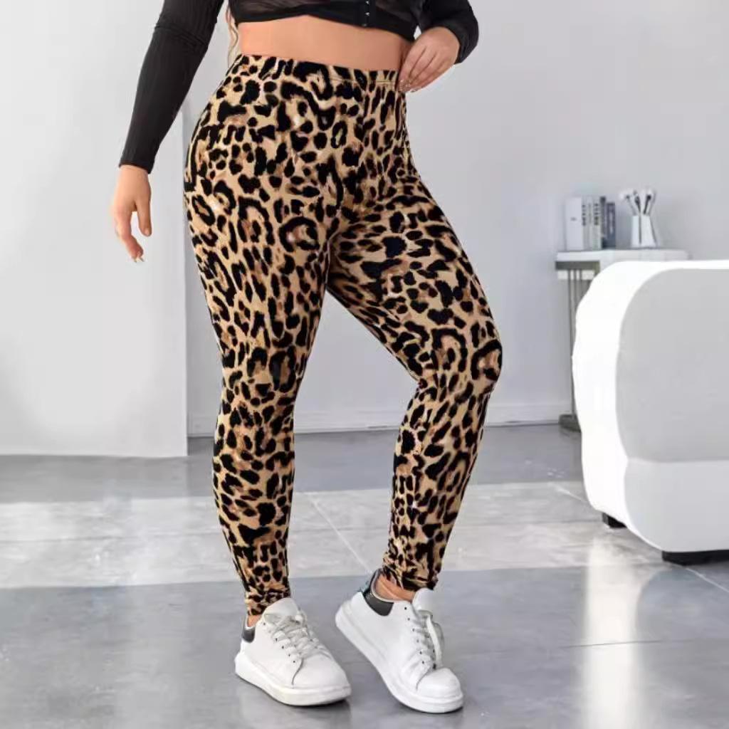 Women's Plus Size Pant Skinny Pants Leopard Sexy Trousers Thin Outer Bottoms