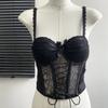 Ruffle Lace Corset Bowknot Slim Crop Tops Sweet Lace Flower Camisole  Spicy Girls