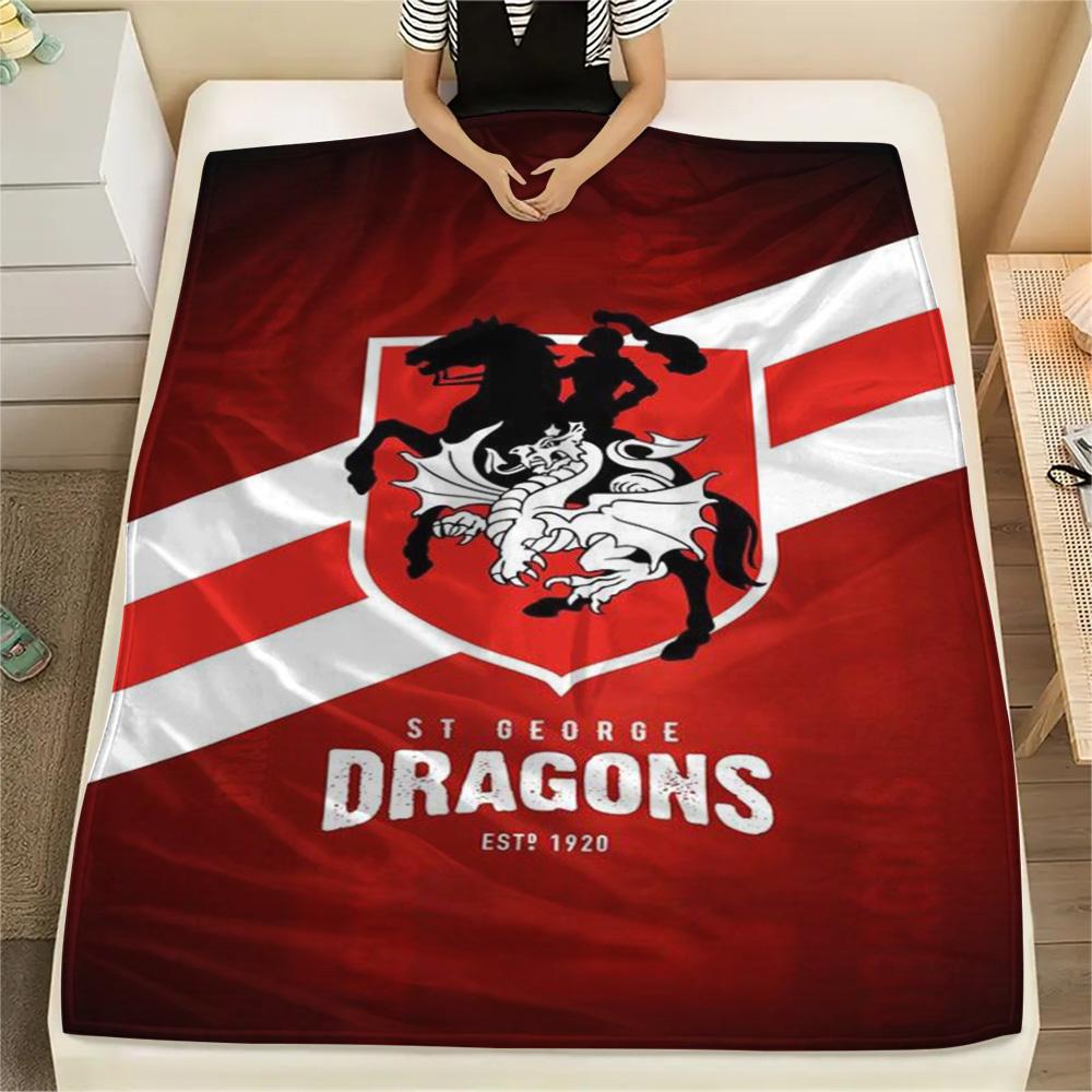 1Pc St George Dragons Print Flannel Blanket High Quality Warm Comfortable Cover for All Seasons Perfect for Gifts Home Decor