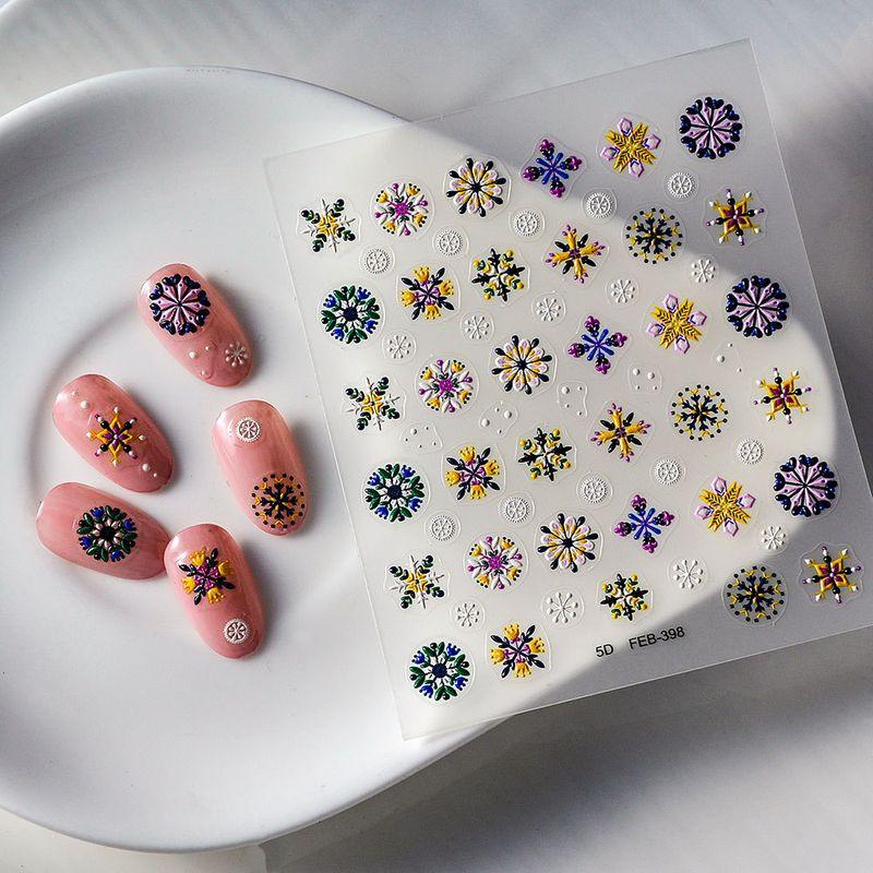 

Cross-Border New Craft Three-Dimensional Nail Sticker Relief Adhesive Nail Sticker 5D Nail Jewelry Bohemia Style FEB-398