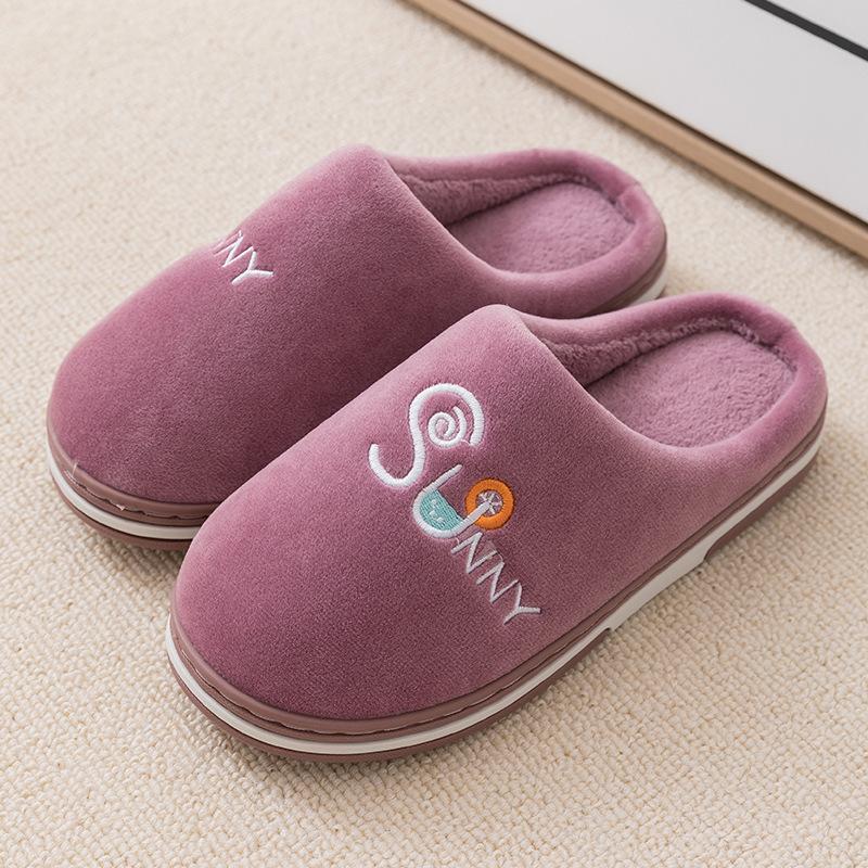 Internet celebrity cotton slippers women's home winter cute thick bottom ins cute home plush indoor warm slippers men's winter