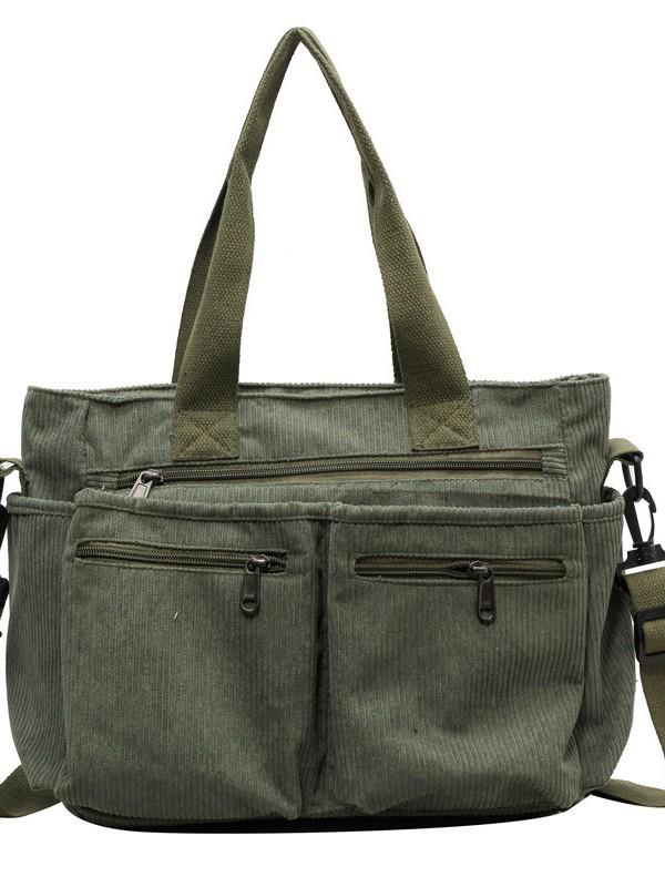 Ruiying Large Capacity Corduroy Crossbody Shoulder Bag - Korean Style Casual Fashion Backpack