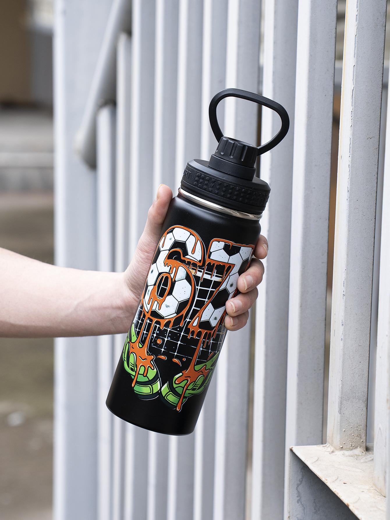 

18oz Football Thermos Water Bottle Stainless Steel Insulated Cup Keeps Cold and Heat Thermal Mug Travel Vacuum Flasks 550ml чорний