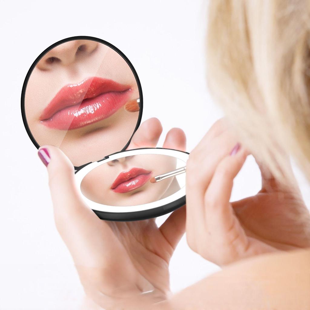 Foldable LED Magnifying Makeup Mirror - 2x, 5x, 10x