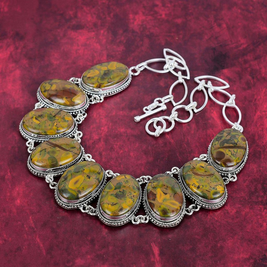 Fruit Jasper 925 Solid Sterling Silver Necklace with Adjustable Chain, Handmade Gemstone Jewelry Necklace For Memorial Day