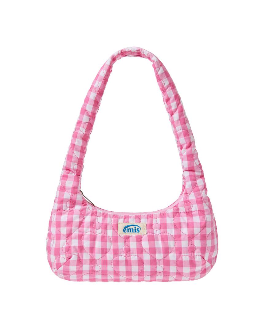 Emis Heart Quilted Shoulder Bag-Pink