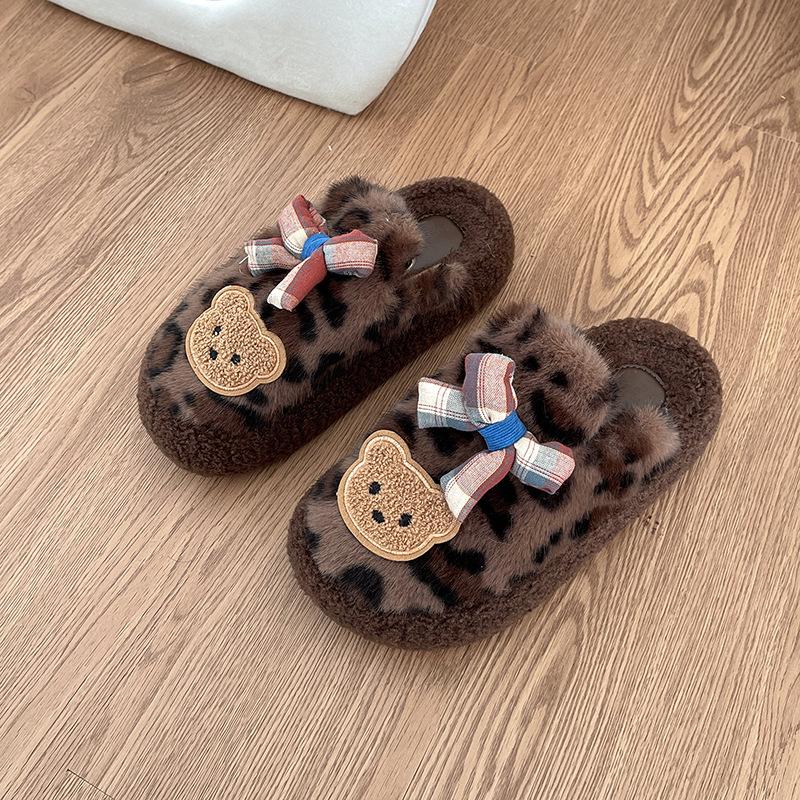 

French fairy wind bow fluffy shoes female 2025 autumn and winter new outer wear advanced sense thickened thermal cotton shoes tide 40