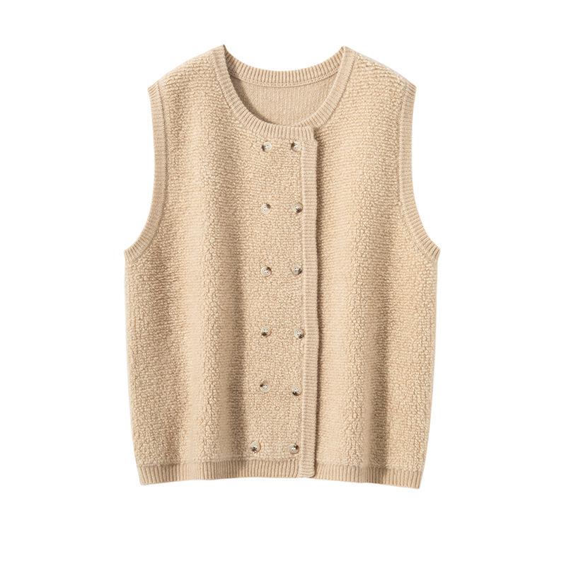 Women's Warm Cashmere Knit Vest: Autumn/Winter Embroidered Towel, Loose Batwing Sleeve, Versatile Round Neck Cardigan.
