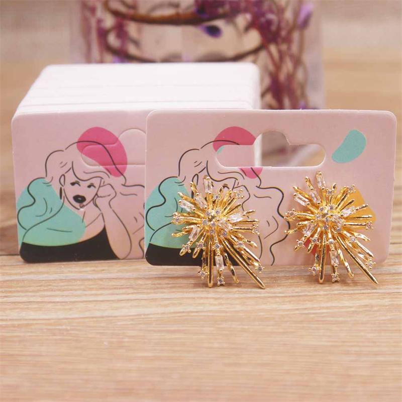 50pc/lot 5.5x3.5cm Hot Sale New Comic Style Beautiful Wink Girl /take Photo Girl Series Stud Drop Earring Package Pattern Card