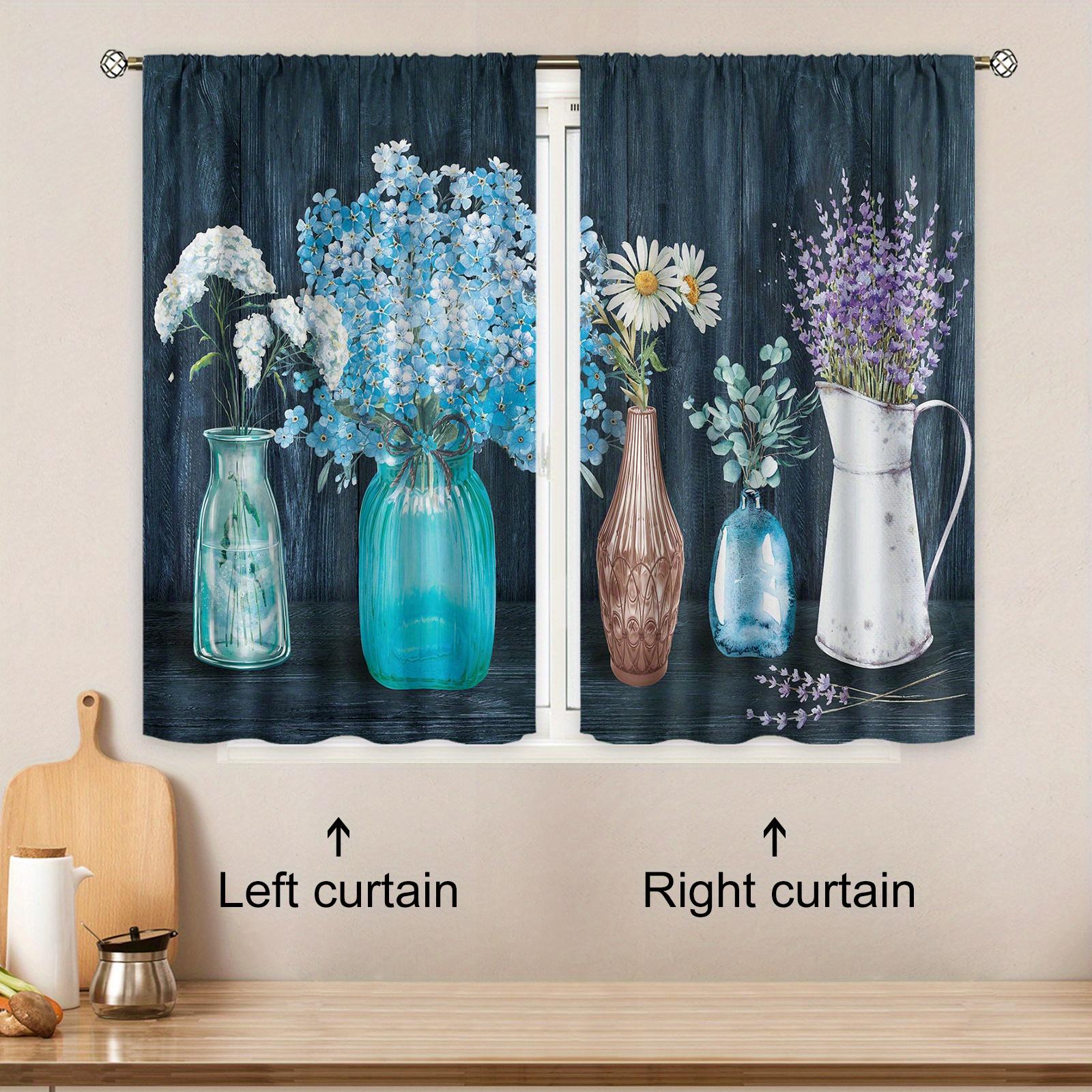 

2Panels Farm Grey Retro Illustration Curtains For Living Room Bedroom Window Treatment Blinds Finished Drapes Kitchen Curtain 100W80H(CM)&Rod Pocket
