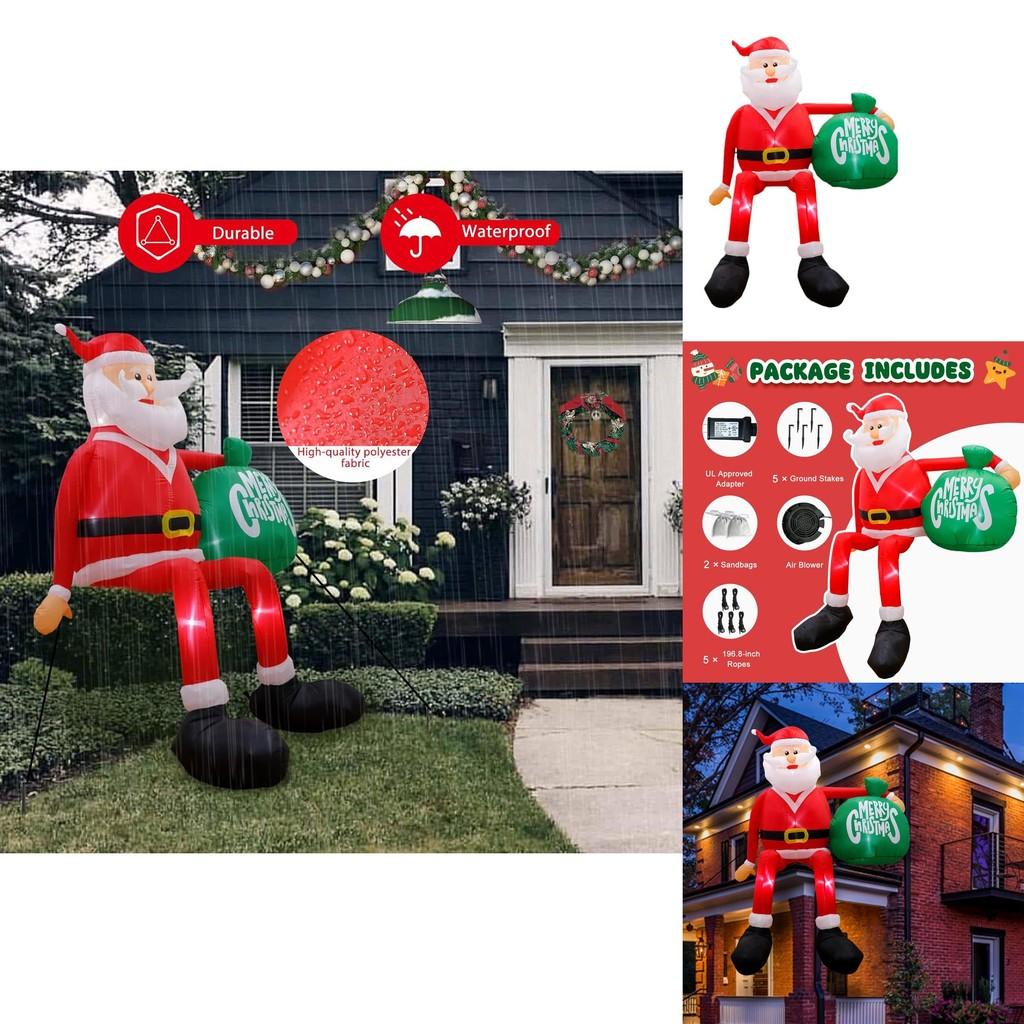 Christmas Inflatable Climbing Santa Claus With Led Outdoor Decor For Festive Yard Display