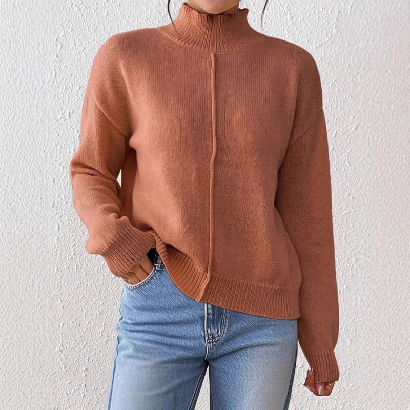 Women's Casual Tops Autumn and Winter Women's Solid Color Half-high Neck Bottoming Sweater