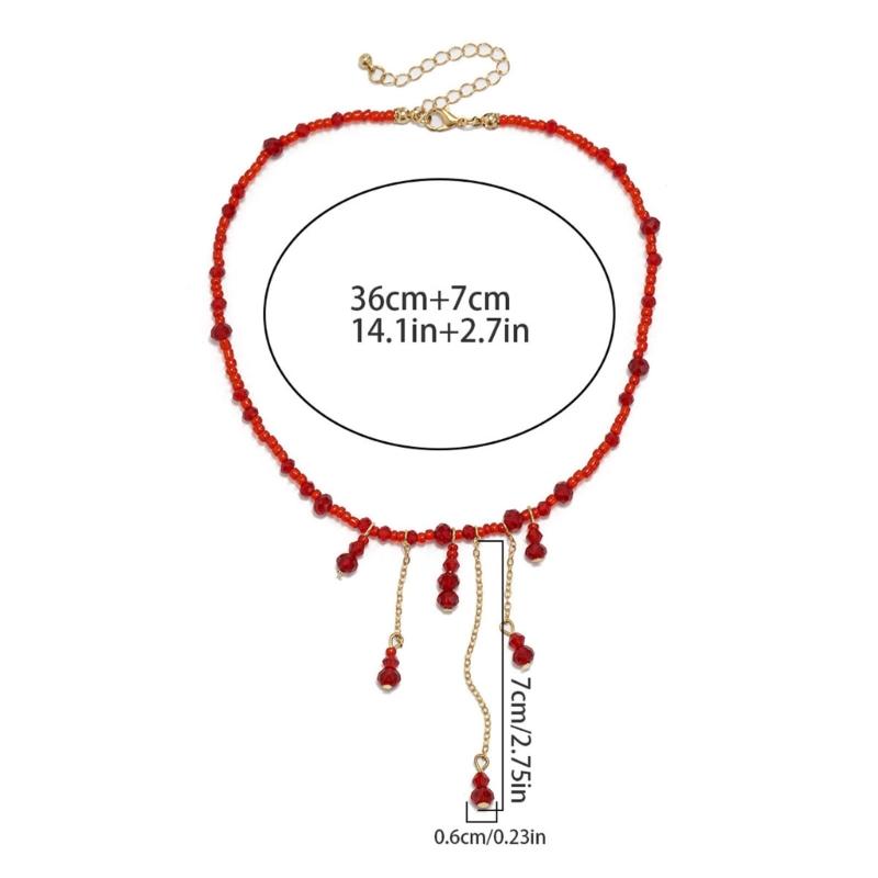 Blood Drop Shape Necklace Crystal Fringe Necklace Unique Pendant Necklace Suitable for Cosplay Party and Halloween Event