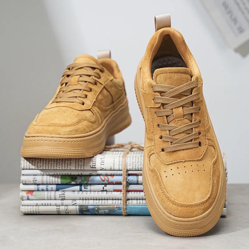 Men Leather Sneakers Outdoor Fashion Dress Shoes Designer Platform Leather Casual Outdoor Flats Shoes Spring Autumn Sneakers Men