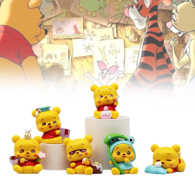 Pooh 6pcs Bear Action Figure Cartoon Doll Collectible Desktop Toy Gifts